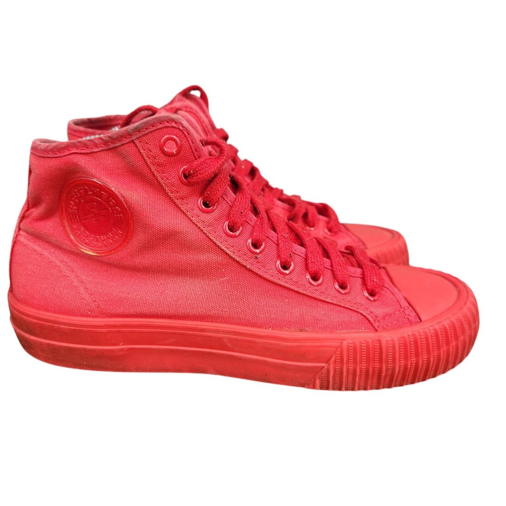 PF Flyers Sandlot Sneakers Mens 8 Red Canvas Hi Top Rigid Wedge Shoes Casual